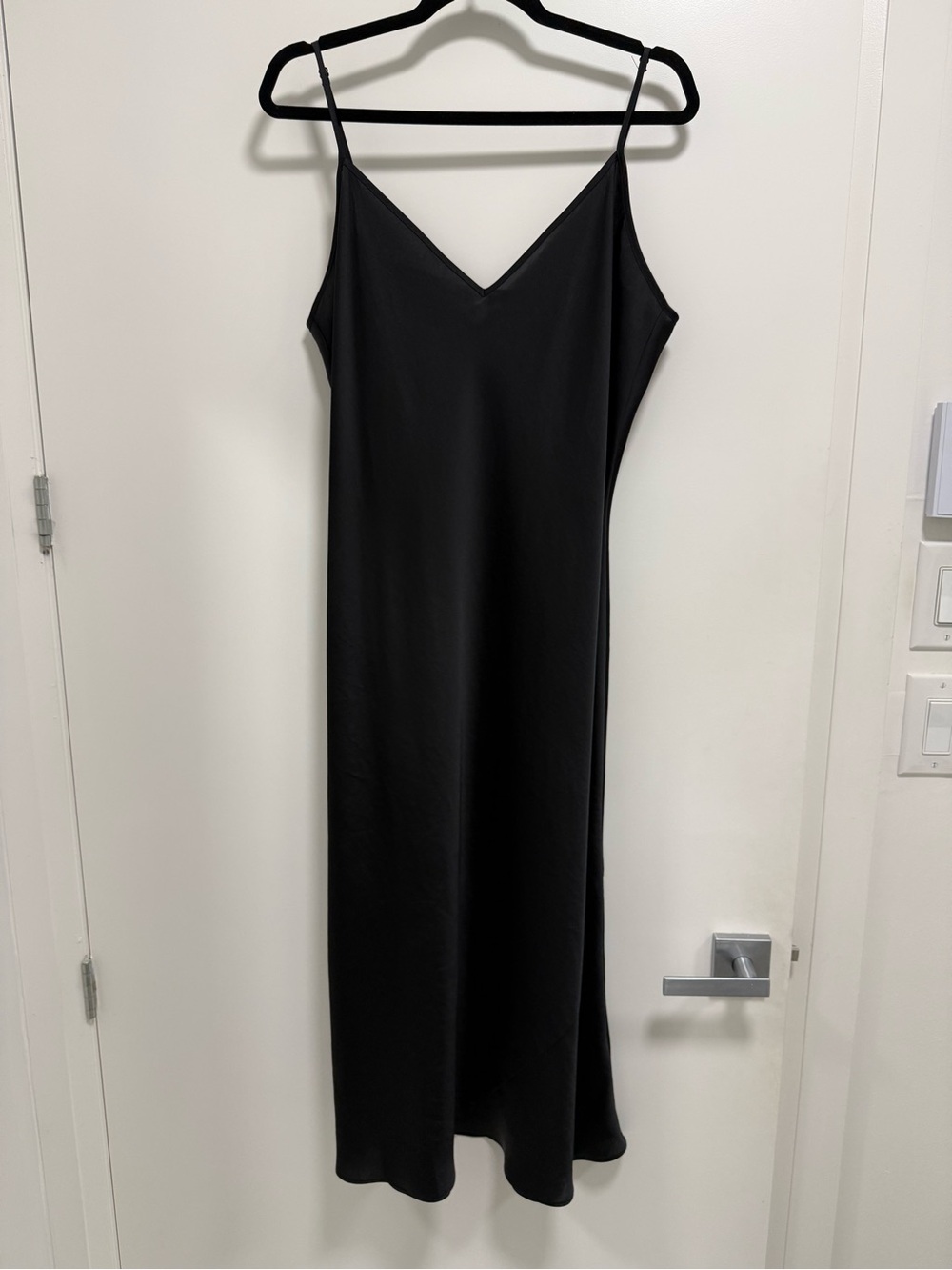 Wilfred Black Satin Midi Slip Dress